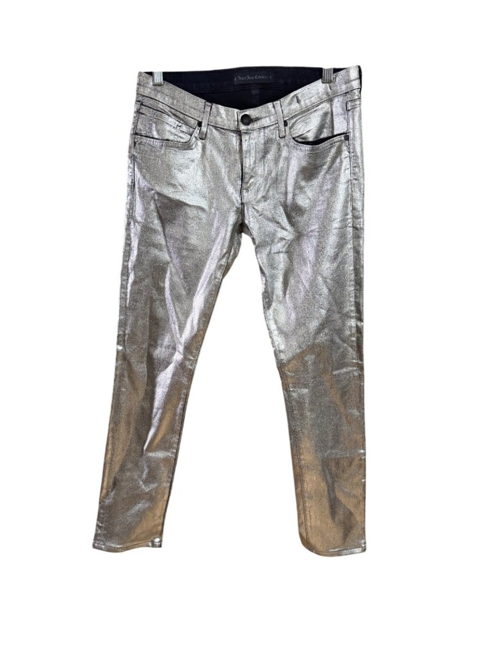 Juicy Couture Silver Metallic Skinny Jeans Made In USA Womens Size 26